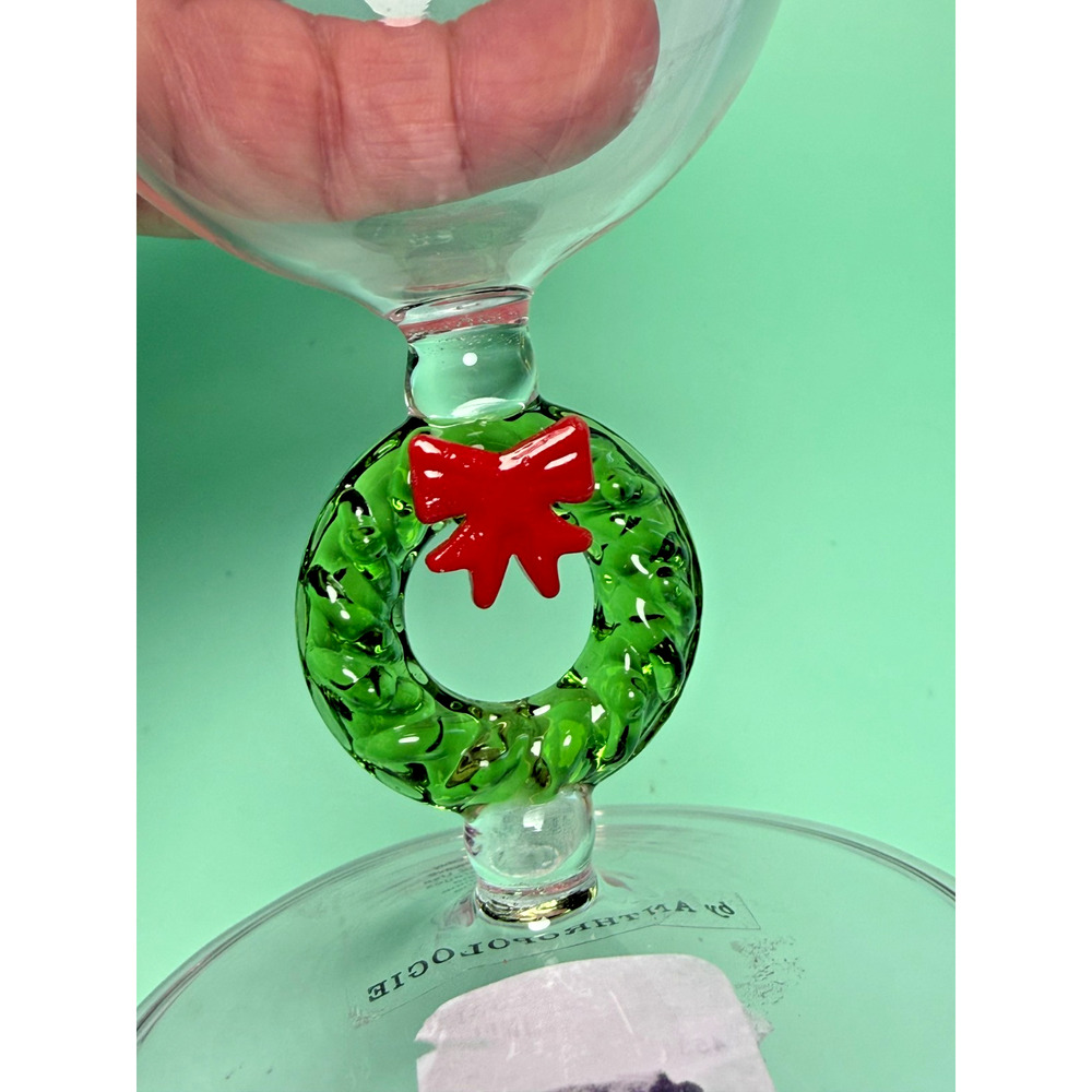 Anthropologie Clara Wine Glass Wreath Pink Hue Green Wreath Christmas Holiday - Picture 5 of 5